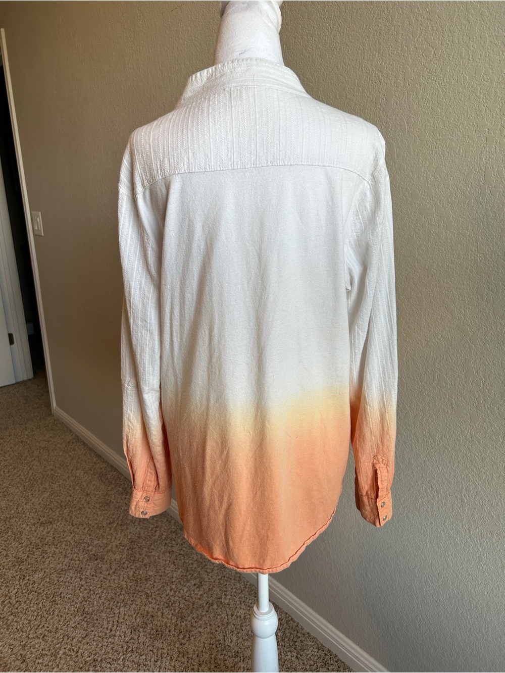 REBA Gauzy Cotton Coastal Cowgirl Ombré Pearl Snap Blouse Size XL - Picture 5 of 7